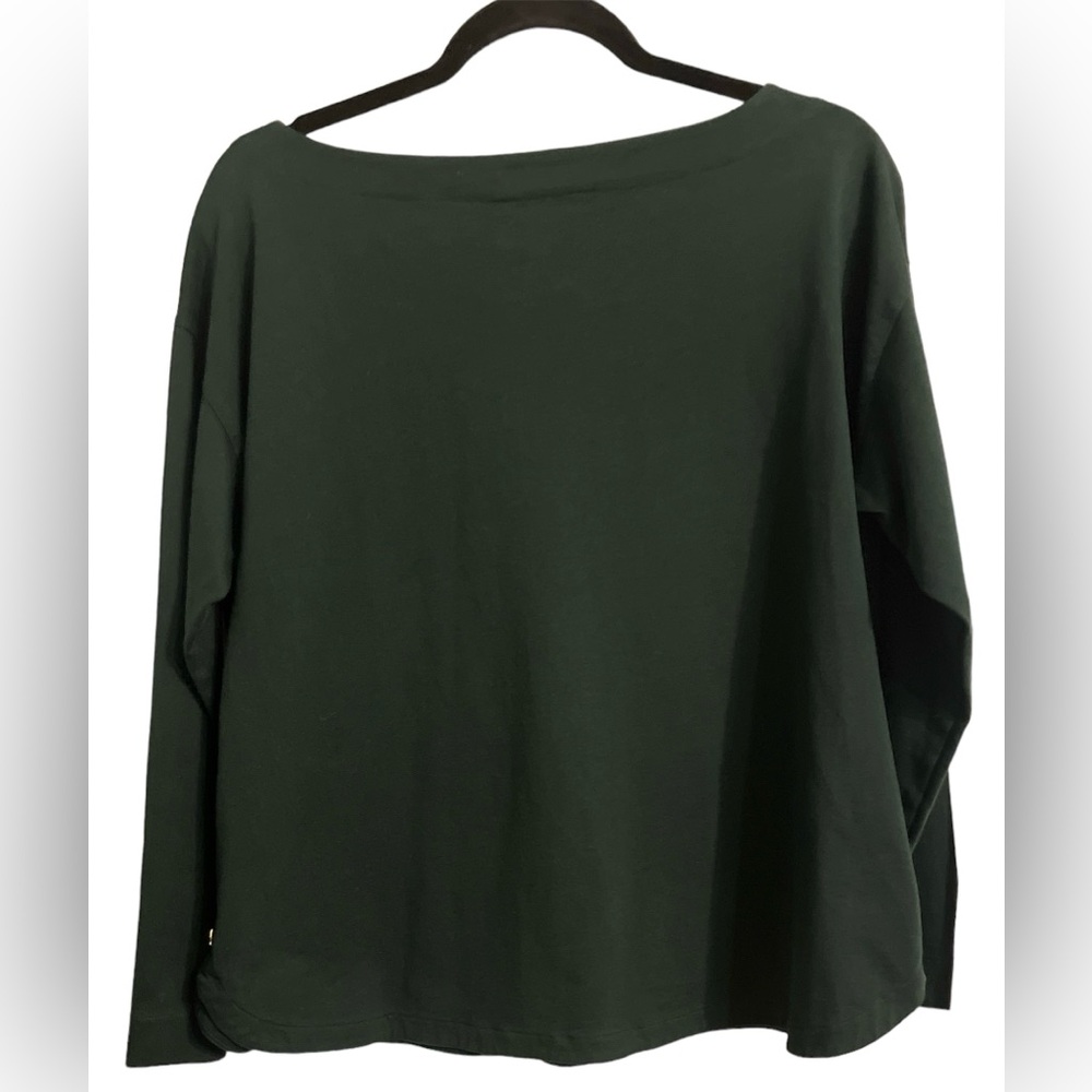 Ralph Lauren Dark Green Boatneck Long-Sleeve Top with Side Buttons - Picture 7 of 8